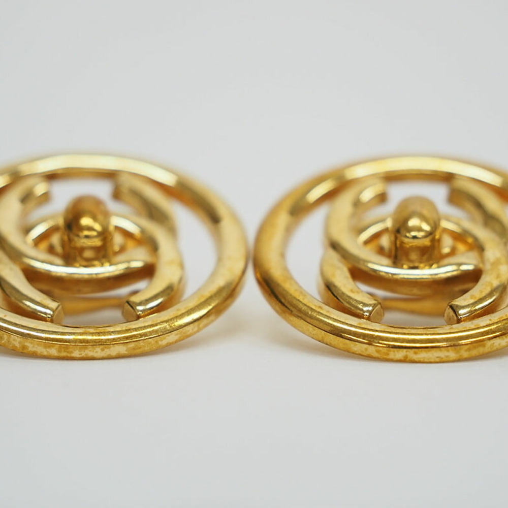 Chanel Turnlock Coco Round Earrings Gold Circle Women's CHANEL - Picture 2 of 6
